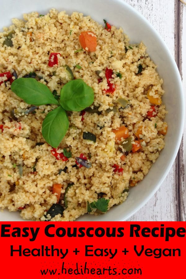 Healthy easy couscous recipe with ingredients that are right now in your fridge. Filling, light, tasty and no special cooking skills required #healthycouscous #healthyrecipe #lunchideas #lunchrecipes #summersalads #veganlunch #plantbasedrecipes