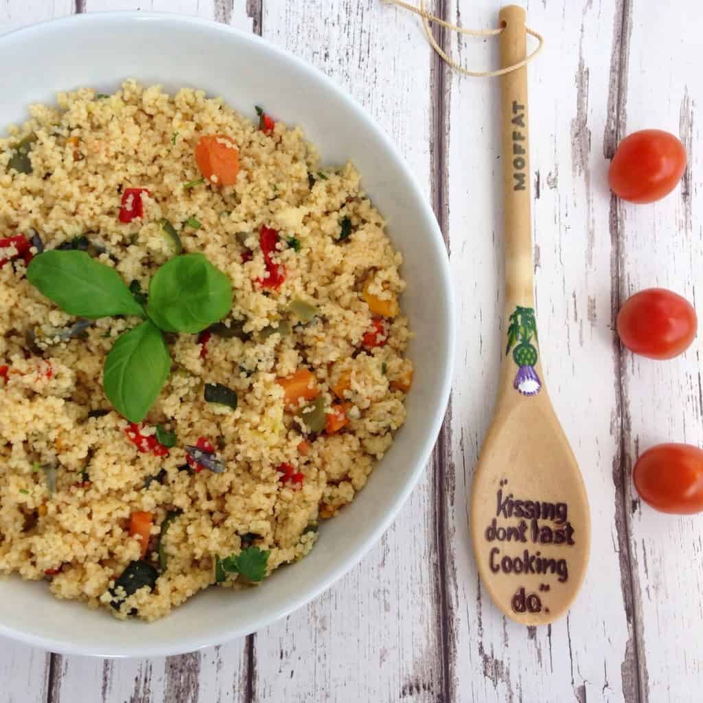 Healthy easy couscous recipe with ingredients that are right now in your fridge. Filling, light, tasty and no special cooking skills required.