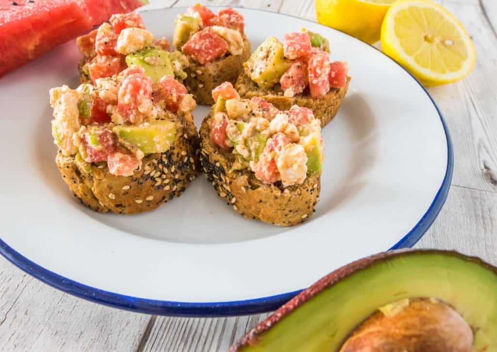 Amazing, vibrant, summery watermelon bruschetta recipe suitable and loved by all family. Simple and fresh, this recipe takes 5 minutes.