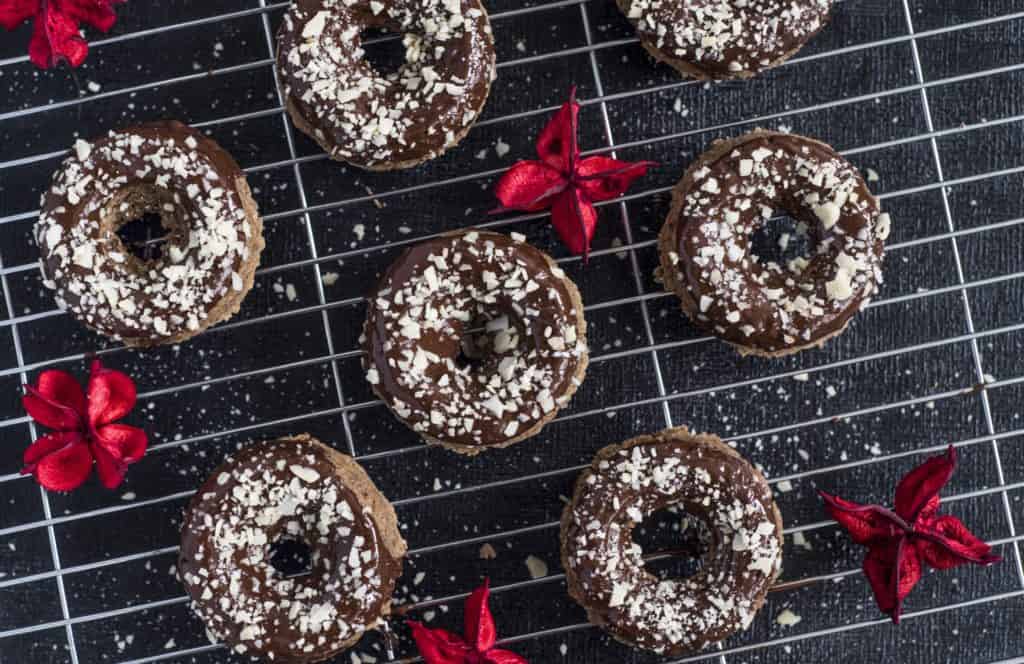 Gingerbread chocolate doughnut recipe full of rich, deep flavours of ginger, cinnamon and nutmeg.Gluten and dairy free, the perfect breakfast any day!