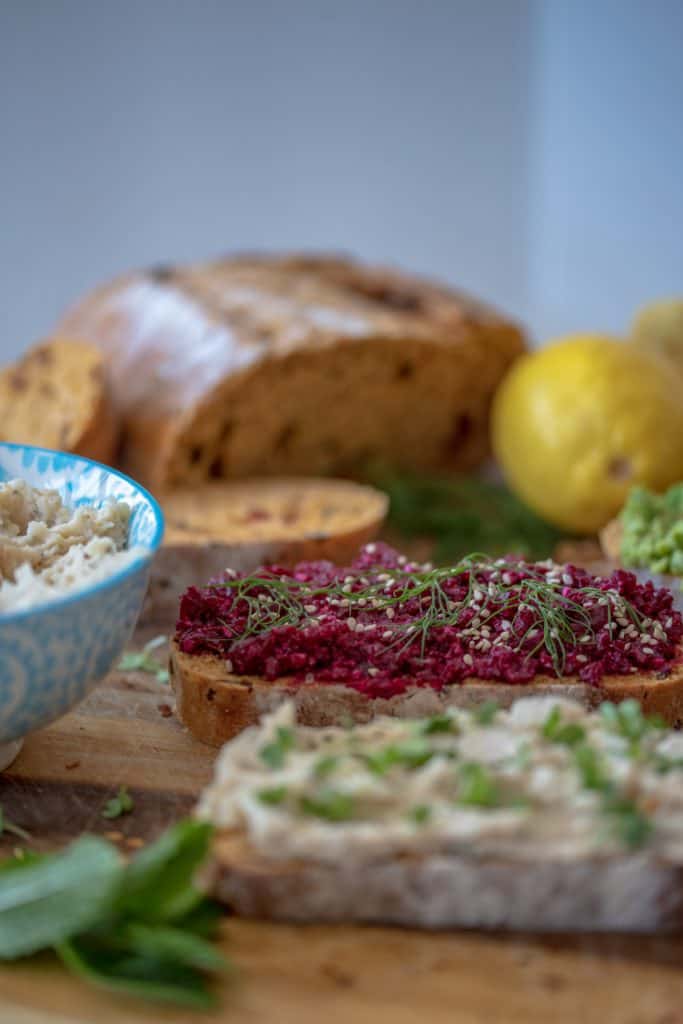 Healthy toast 3 ways taking your usual toast to the next level.Perfect for snacking at home or on the go.Your body will thank you for this nutritious beast! #vegantoast #healthyspread #healthytoast #healthyrecipes #beetroot #whitebeans #veganrecipes