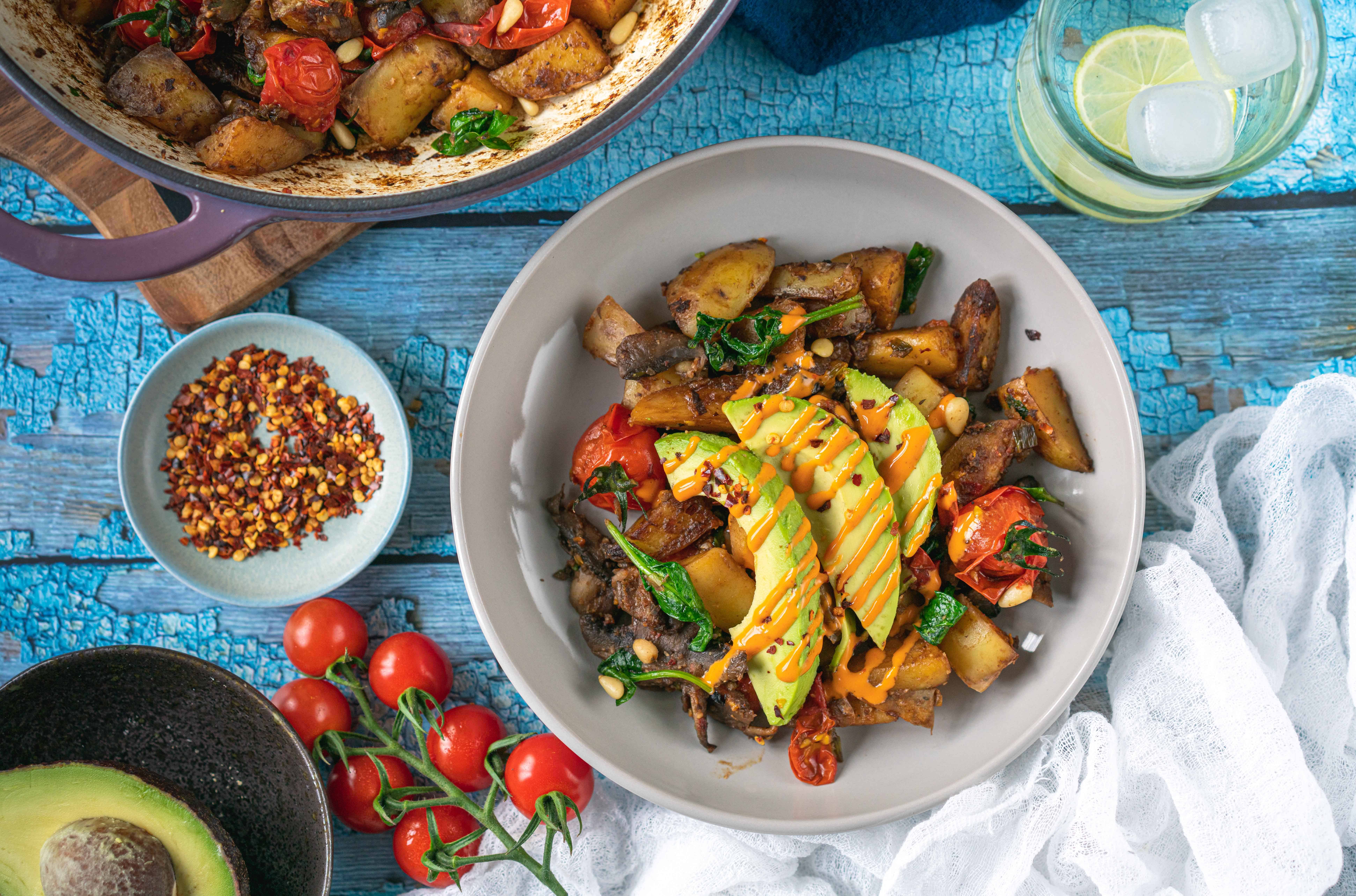 This easy and delicious healthy one pan breakfast recipe is the perfect dish for breakfast, brunch, or light lunch/dinner #healthybreakfast #easybreakfast #onesheetmeal #veganbreakfast #cleaneating