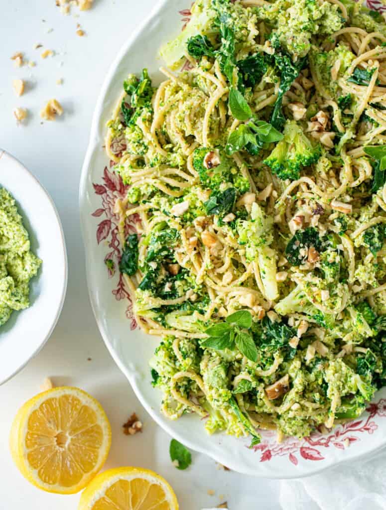 This Pasta with Broccoli and Basil Pesto is the perfect summer lunch or dinner. It’s easy to make, and it tastes SO fresh and delicious. It's healthy and vegan too! 