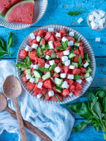 Watermelon Cucumber and Feta Salad